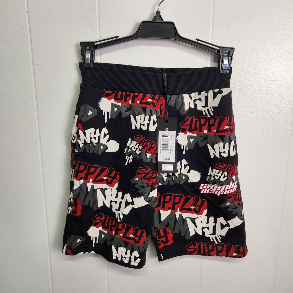 Supply & Demand Graffiti Shorts Youth Small Black Red NYC Urban Streetwear New‎